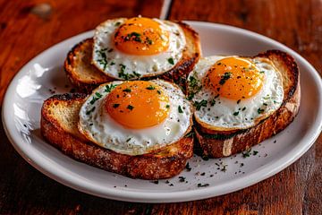 Fried eggs on crispy bread Indulgence by Poster Art Shop