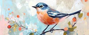 Vogel | Fröhlicher Sommervogel auf einem Ast