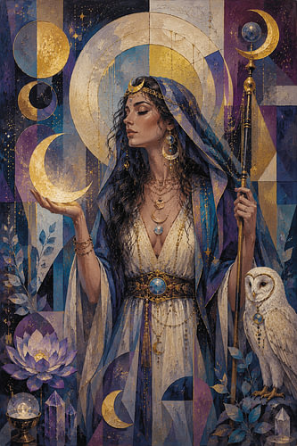 Moon Priestess a cubist painting