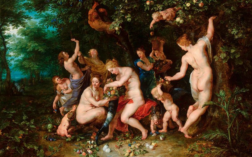 Nymphen, die das Füllhorn füllen, Jan Brueghel der Ältere, Peter Paul Rubens von Meisterhafte Meister