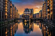 Zonsondergang in Hamburg van Michael Abid thumbnail