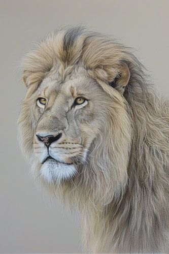 Realistisch portret van een majestueuze leeuw
