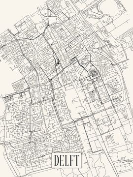 Stadskaart Delft - Stad - Lichte variant - Plattegrond van Locus Studio
