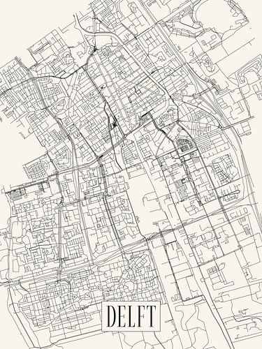 Stadtplan Delft - Stadt - Light Version - Karte