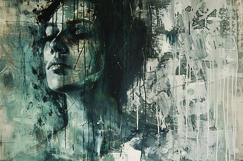 Abstracte weergave van een vrouw in contemplatie