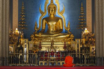 Meditatie, Wat Benchamabophit, Bangkok van Walter G. Allgöwer