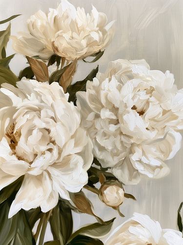 White peonies in bloom