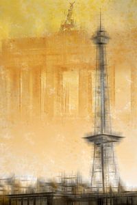City-Art BERLIN Radio Tower & Brandenburg Gate | yellow