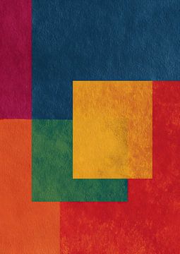 Geometric colour field grid with gold accents by Niklas Maximilian