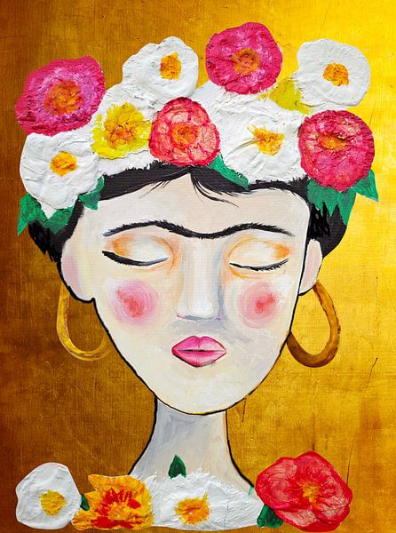 Frida with flowers by Antje van Deursen