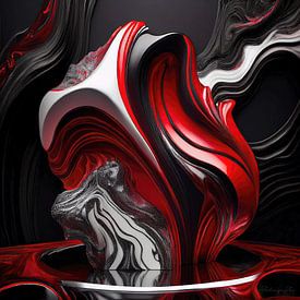 Skulptur Rot Schwarz, abstrakt Modern von AidasignArt