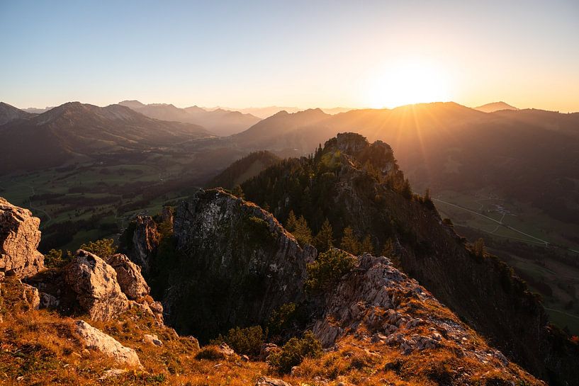 Sunset over the Oberjoch, Grünten and the Zinken in the Allgäu Alps by Leo Schindzielorz