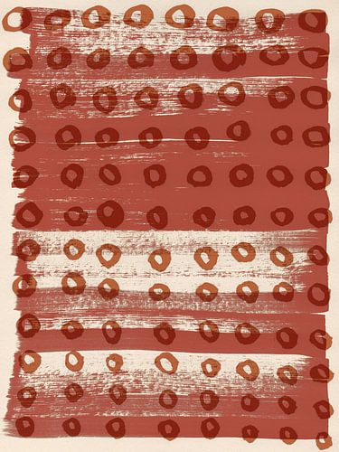 Wabi-sabi aquarel neutrale kunst. Patroon in terra op warm bruin.