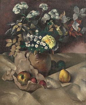 Stilleben mit Blumen, Birnen und Äpfeln, Paul-Elie Gernez