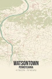 Carte ancienne de Watsontown (Pennsylvanie), USA. sur Affiches de lieux