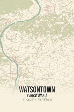 Vintage landkaart van Watsontown (Pennsylvania), USA. van Rezona
