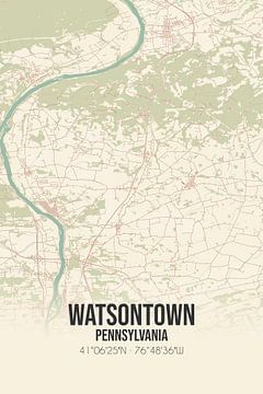 Carte ancienne de Watsontown (Pennsylvanie), USA. sur Rezona