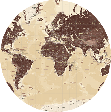 Wereldkaart, Bruin van MAPOM Geoatlas