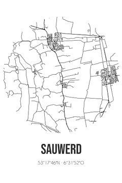 Sauwerd (Groningen) | Karte | Schwarz und weiß von Rezona