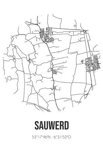 Sauwerd (Groningen) | Karte | Schwarz und weiß