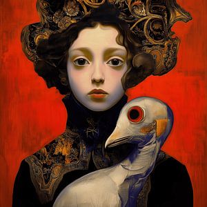 Mädchen mit Vogel