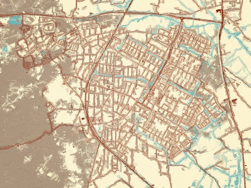 Kaart van Castricum in de stijl Blauw &amp; Crème van De Kaartenwinkel