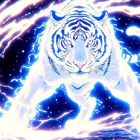 Himmlisch leuchtender weißer Tiger in Pose von A.D. Digital ART
