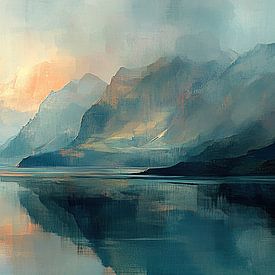 Vallée de la rivière abstraite - Le silence parle en murmures colorés sur Peinture Abstraite