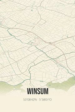 Vintage landkaart van Winsum (Fryslan) van Rezona