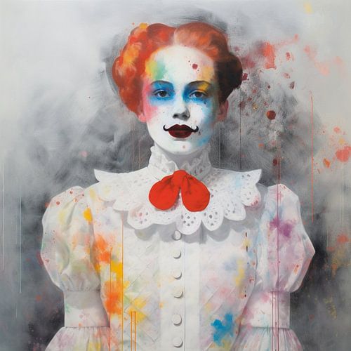 Clown vrouw portret historische fresco graffiti maskerade