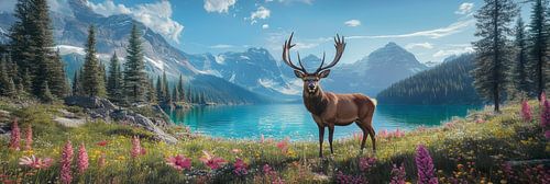 Hert en heldere bergmeren: natuurpracht vastgelegd