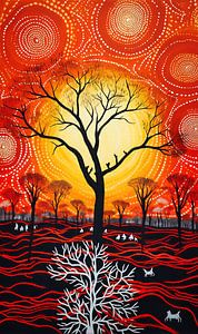 zonsondergang in de outback van Virgil Quinn - Decorative Arts