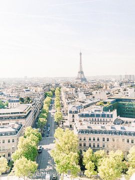 Uitzicht van de Eiffeltoren vanaf de Arc de Triomphe in Parijs, Frankrijk van Michelle Wever