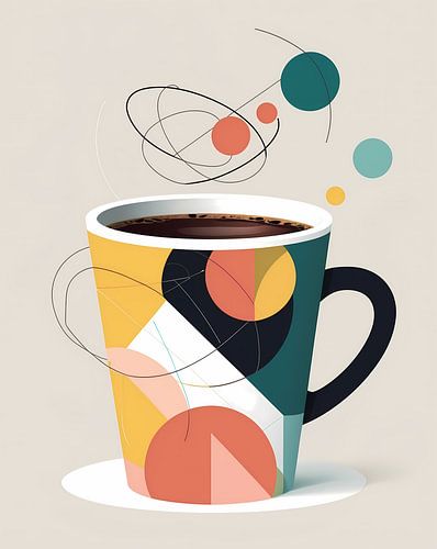Koffiekopje met een abstract-geometrisch ontwerp voor koffiehuizen