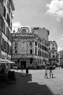 Een straat in Rome in zwart-wit, Italië, fotoprint