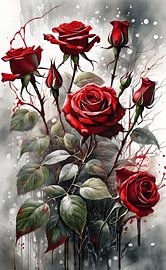Blood red roses by tamara widitz