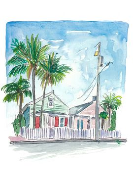 Key West Florida Conch Traumhäuser in Grün und Pink von Markus Bleichner