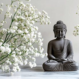 Buddha statue with flowers decoration by Imperial Art House