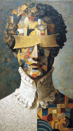 Abstracte elegantie: surrealistisch kleurrijk portret