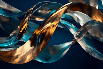 Futuristische golven van metaal en licht van Poster Art Shop