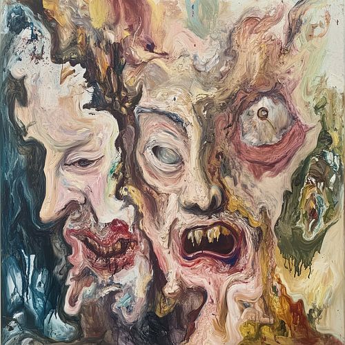 Abstracte enge gezichten