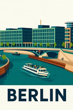 Berlin Flussleben – Bateaux et architecture dans l'affiche Cityposter