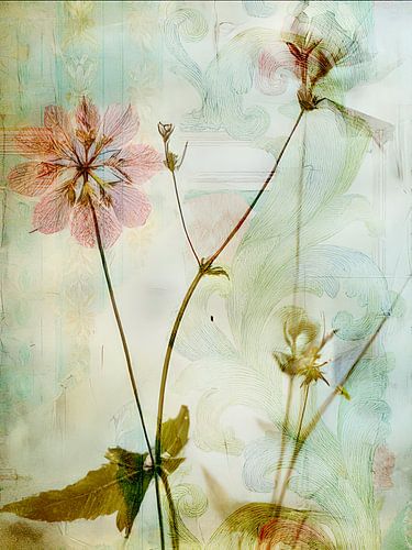 Botanisch, dromerig en sereen Mixed Media schilderij