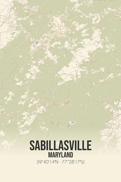 Vintage map of Sabillasville (Maryland), USA. by Prints of Place
