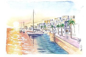 Naxos Griechenland Wasserspiegelungen im Hafen mit Waterfront von Markus Bleichner