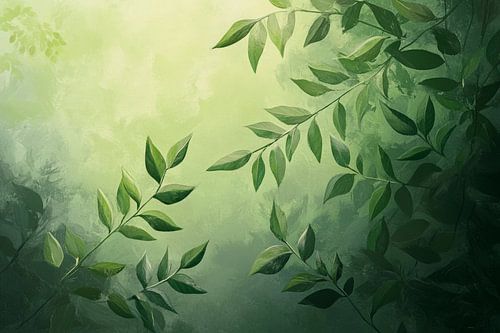Groene bladeren in zacht licht