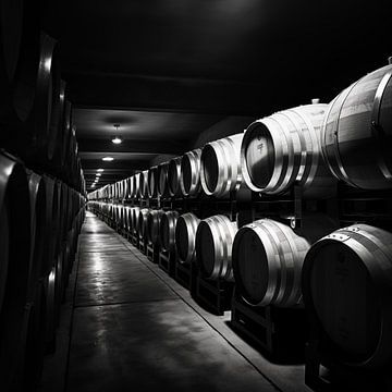 Wine barrels black and white by TheXclusive Art