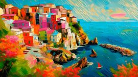 Expressionistische stijl: Italiaanse kust, Manarola in de Cinque Terre