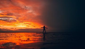 Silhouette in the mudflats. North Sea sunset by Pitkovskiy Photography|ART