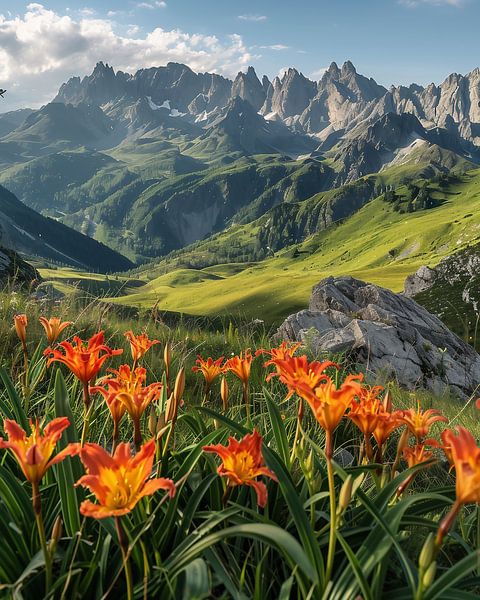Zomervakantie in de Alpen van fernlichtsicht
